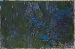 "Water Lilies, Reflections of Weeping Willows" (c. 1908) by Claude Monet - loaned to The MET (W 1860)