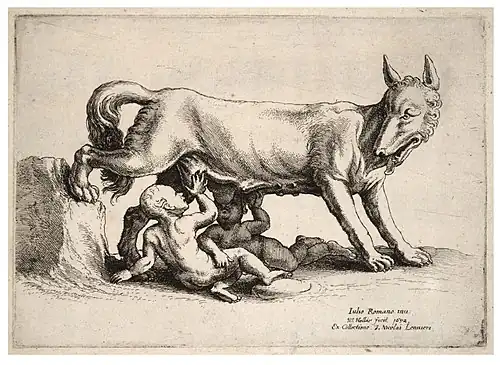 Romulus et Rémus Wenceslas Hollar d'après Giulio Romano.