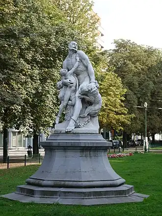 Nègres marrons surpris par des chiens (1893) aussi connu comme Esclaves repris par les chiens, œuvre de Louis Samain, Bruxelles.