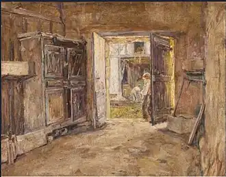 Enfant dans l’embrasure de la porte ensoleilléeCollection privée