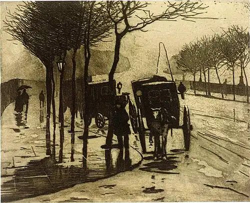 Willem Witsen, Taxis en attente (1908, musée Boijmans Beuningen Rotterdam).
