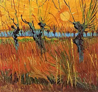 Saules au soleil couchant de Vincent van Gogh (1888).