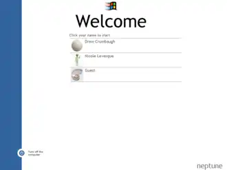 Écran d'accueil de Windows Neptune