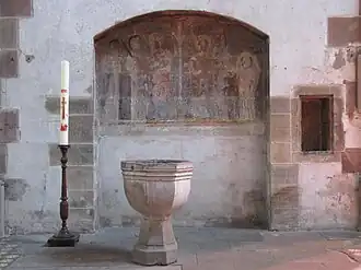 Fresque "Groupe de Saints" (XIVe&nbsp;siècle).