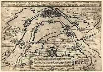 Le fort Liefkenshoek (indiqué en bas à gauche par la mention "LiefKens Forte") d'après Natale Bonifacio vers 1585.