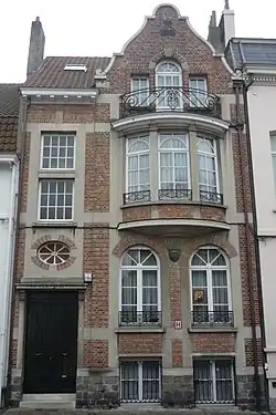 1923 : Woluwe-Saint-Lambert, rue Vergote 30 (anciennement no&nbsp;14 à Schaerbeek), maison personnelle de l'architecte-ingénieur Eugène Van Dievoet.