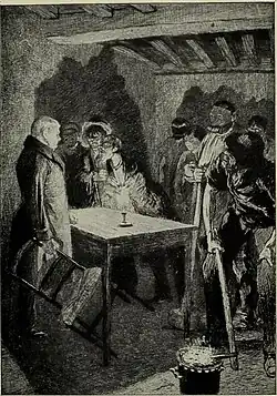 Jean Valjean fait front aux Thénardier et à Patron-Minette. Illustration de Jeanniot.