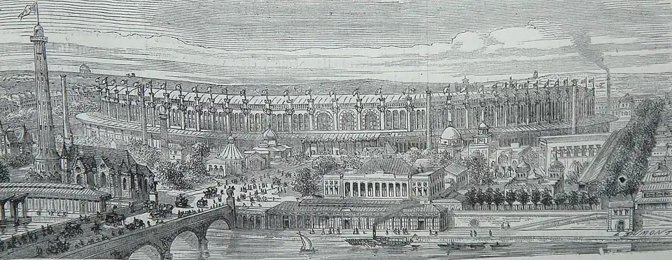 L'Exposition côté Seine, paru dans le Monde Illustré 1867.