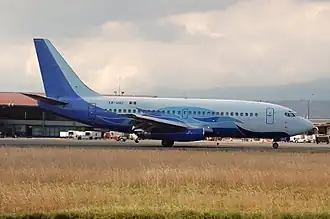 XA-UHZ, le 737 impliqué dans l'accident, ici en mars 2011, alors qu'il opérait pour Global Air&nbsp;(en).