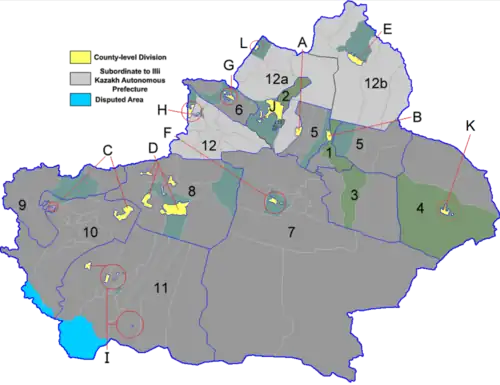 Map of Xinjiang Uyghur Autonomous Region