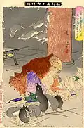 Le moine ajari du temple Miidera transformé en rat, ukiyo-e de Tsukioka Yoshitoshi (1839-1892).