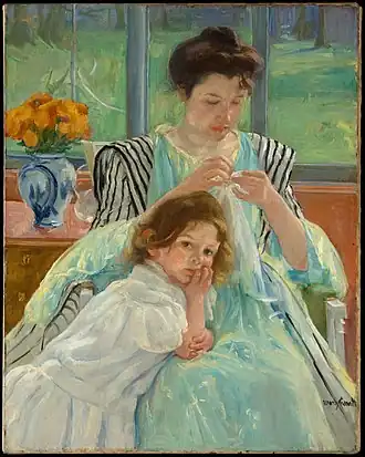 Jeune mère cousant, Mary Cassatt, avant 1926.