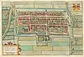 Reprise du plan de 1649, indiquant l' IJsselpoort à l'ouest et la Benscooperpoort à l'est. On y voit le château au sud.