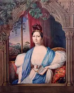 Zénaïde Bonaparte, par Charlotte Bonaparte (aquarelle), 1834