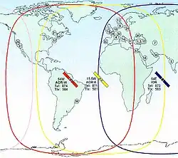 Les zones de couvertures INMARSAT