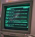 Le jeu vidé Zork sur un écran CRT en vert sur fond noir.