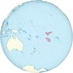 Description de l'image Cook Islands on the globe (small islands magnified) (Polynesia centered).svg.