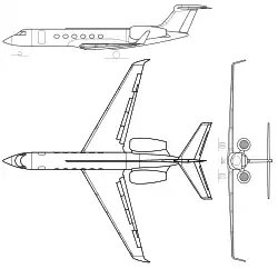 Description de l'image Gulfstream G500 3-view line drawing.svg.