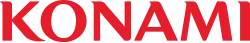 Logo de l’entreprise avec les caractères Konami en rouge.