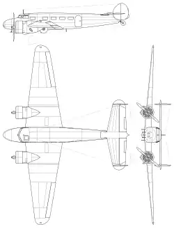 Description de l'image Lockheed Model 10 Electra.svg.
