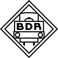 Logo représentant un locotracteur vue de face en dessin au trait.