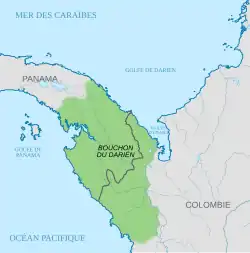 Carte de la région de Darién avec le golfe d'Urabá.