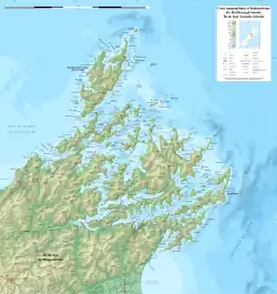 Carte topographique des Marlborough Sounds