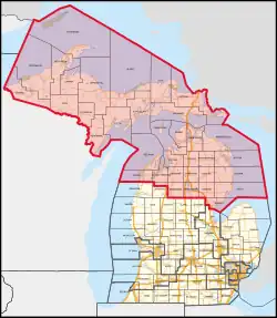 Description de l'image Michigan's 1st congressional district (since 2023).svg.