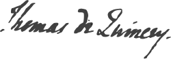 signature de Thomas de Quincey