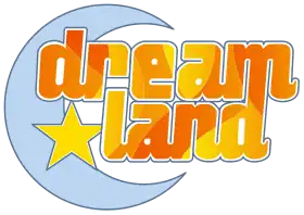 Exemple de logo de Dreamland, les couleurs changent à chaque volume, et il y a deux étoiles à partir du volume 20.