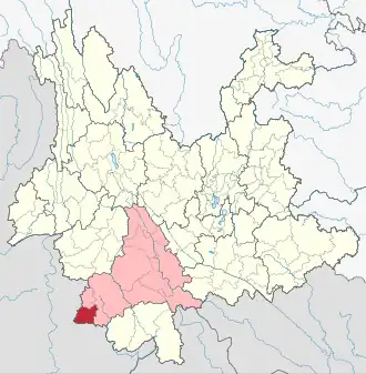 Localisation de Mènglián dǎizú lāhùzú wǎzú Zìzhìxiàn