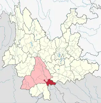 Localisation de Jiāngchéng hānízú yízú Zìzhìxiàn