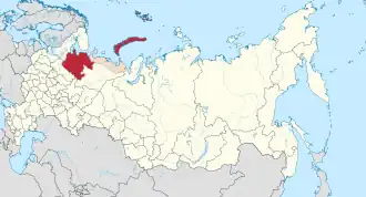 Localisation de Oblast d'Arkhangelsk