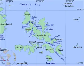 Les îles Wollaston dont la plus au Nord, Grevy