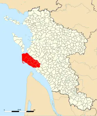 Localisation de la presqu'île d'Arvert en Charente-Maritime.