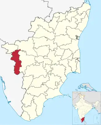 Localisation de District de Coimbatore