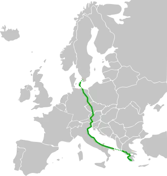 Itinéraire de la route européenne 55