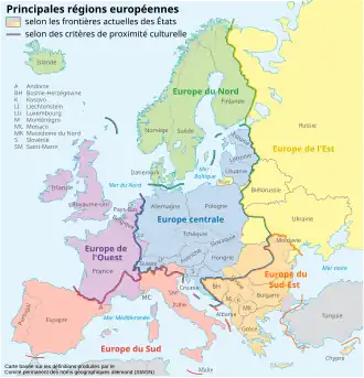 L'Europe de l'Ouest au sein du continent.