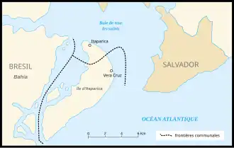 Carte d'Itaparica et ses deux municipalités