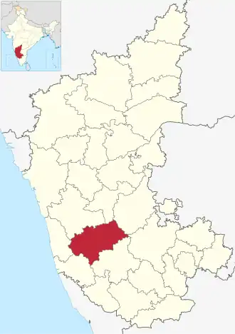 Localisation de District de Chikmagalurಚಿಕ್ಕಮಗಳೂರು ಜಿಲ್ಲೆ