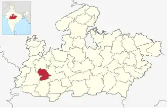 Localisation de District d'Indore इन्दौर जिला