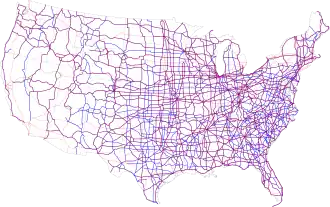 Carte du réseau routier actuel des États-Unis