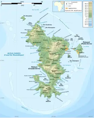 Carte de Mayotte avec ses différentes îles.