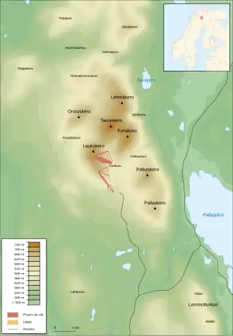 Carte du massif du Pallastunturi