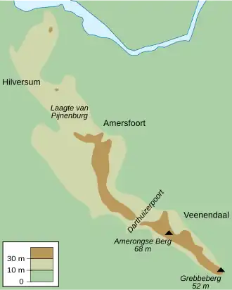 Carte des collines d'Utrecht.