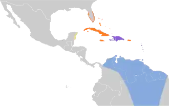 Description de l'image Vireo altiloquus map.svg.