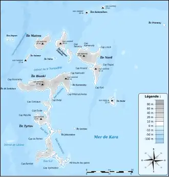 Carte des îles Vostotchnye.
