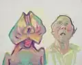 Peinture „Zwei Arten zu sein (Doppelselbstporträt)“ (2000)