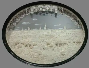 Anonyme, Panorama de la ville de Celaya&nbsp;(es), 1883, papier de riz.