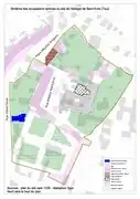 Schéma de l'occupation tardive de l'abbaye Saint-Èvre.